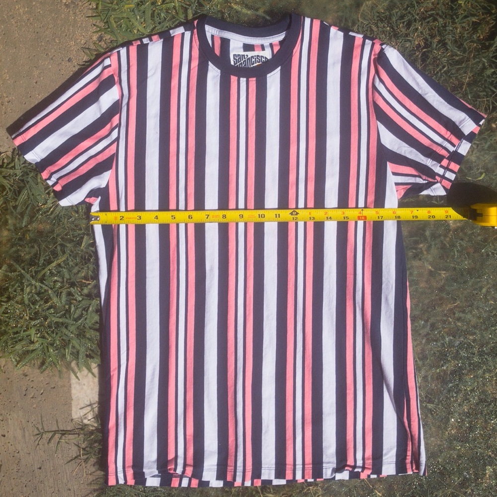 LIKE NEW Size M San Francisco Work Shirts Pink and Blue Striped Tee Shirt